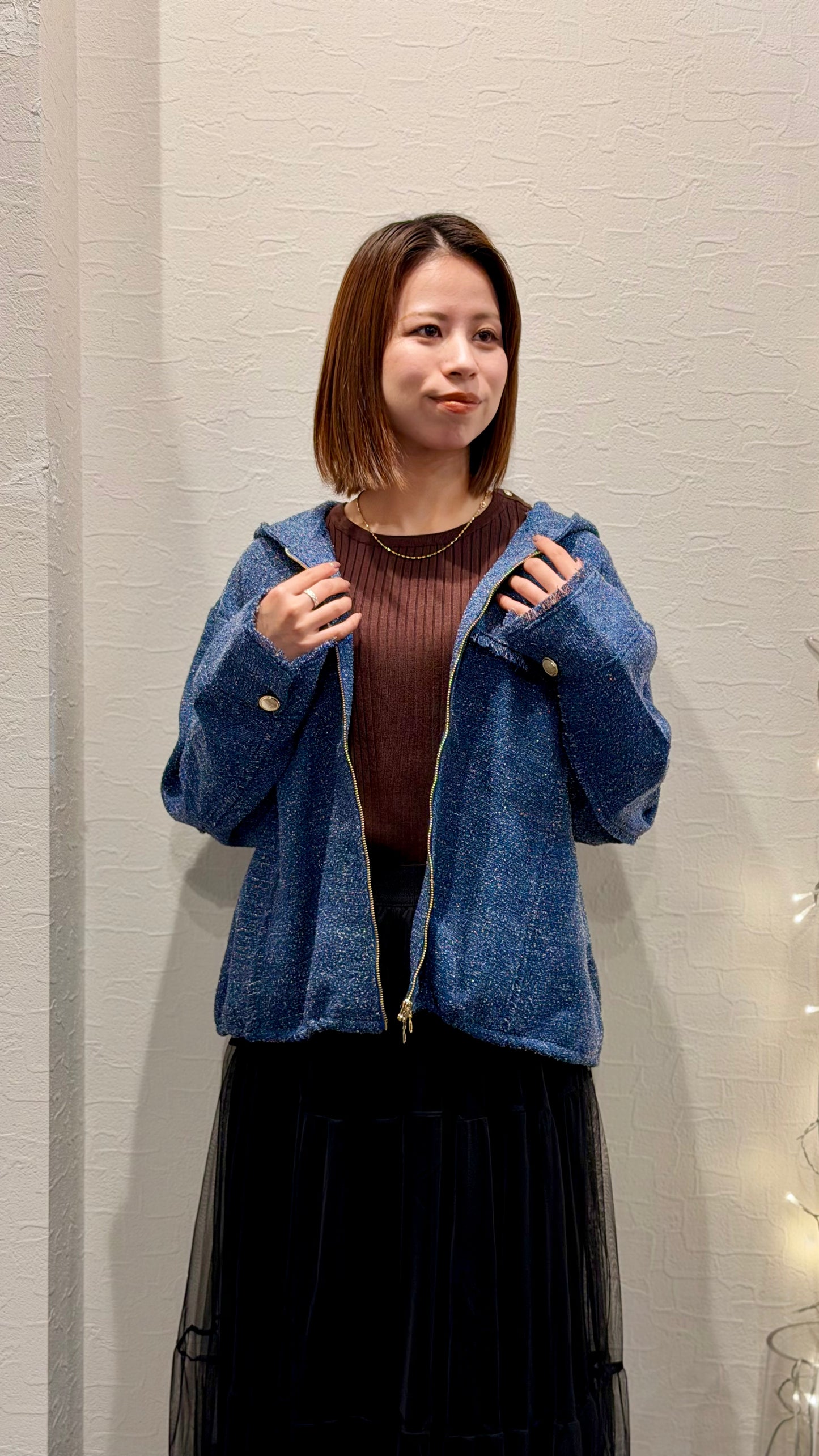 palm RICHE ラメツイード フーディングジップジャケット