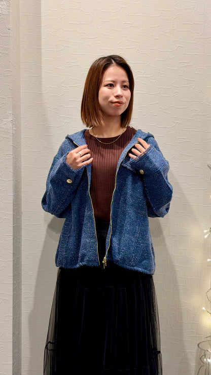 palm RICHE ラメツイード フーディングジップジャケット