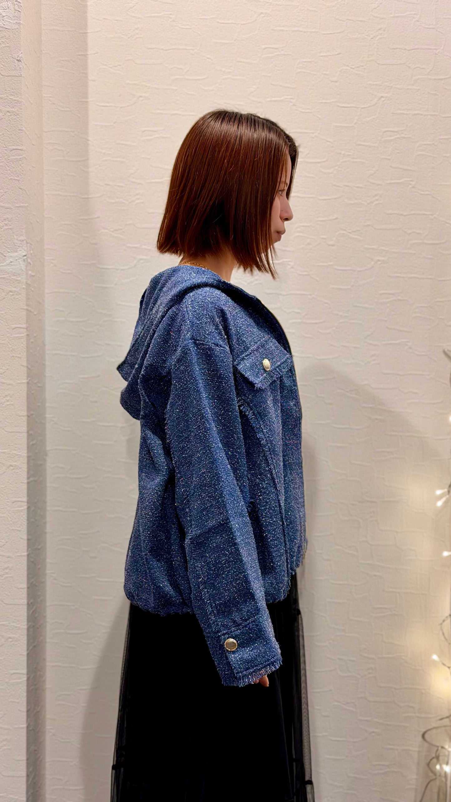 palm RICHE ラメツイード フーディングジップジャケット