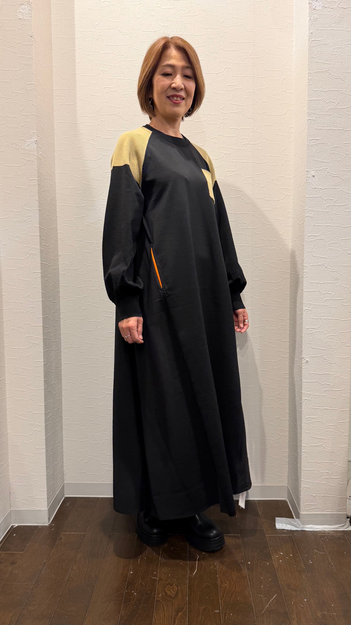 ニット部分使いAラインワンピース