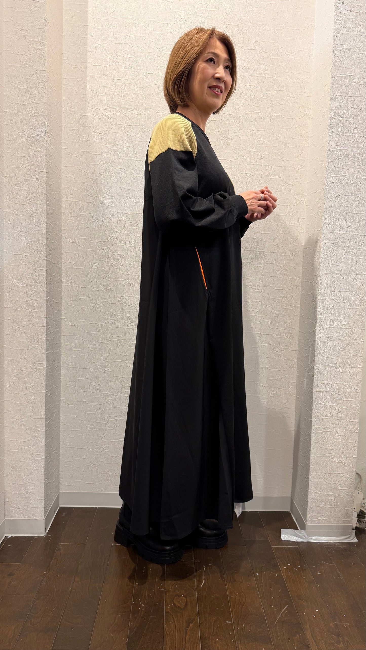 ニット部分使いAラインワンピース