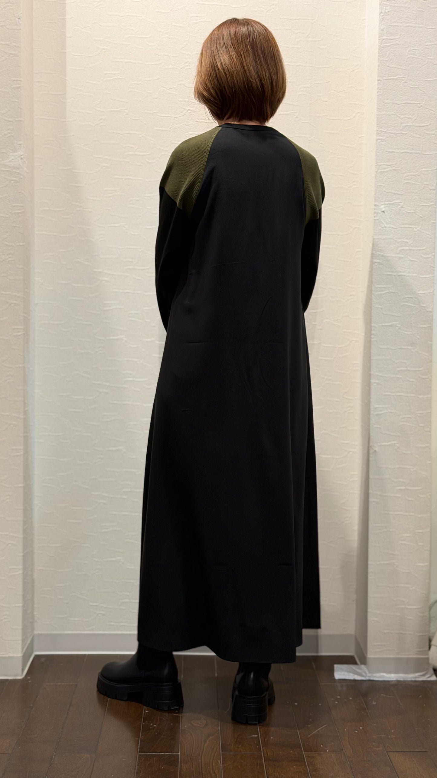 ニット部分使いAラインワンピース