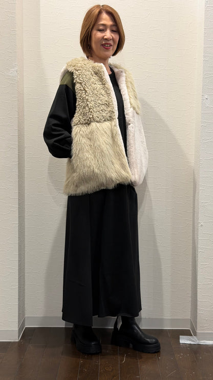 ニット部分使いAラインワンピース