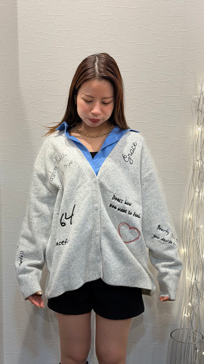 ロゴ刺繍カーディガン