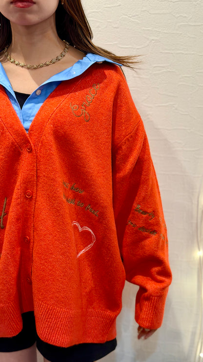 ロゴ刺繍カーディガン