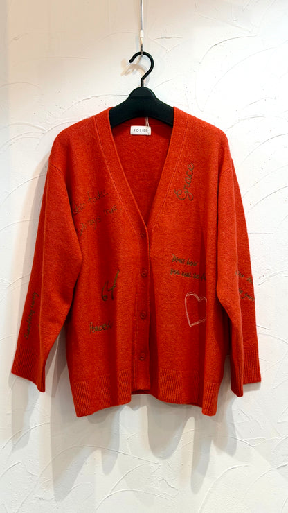 ロゴ刺繍カーディガン